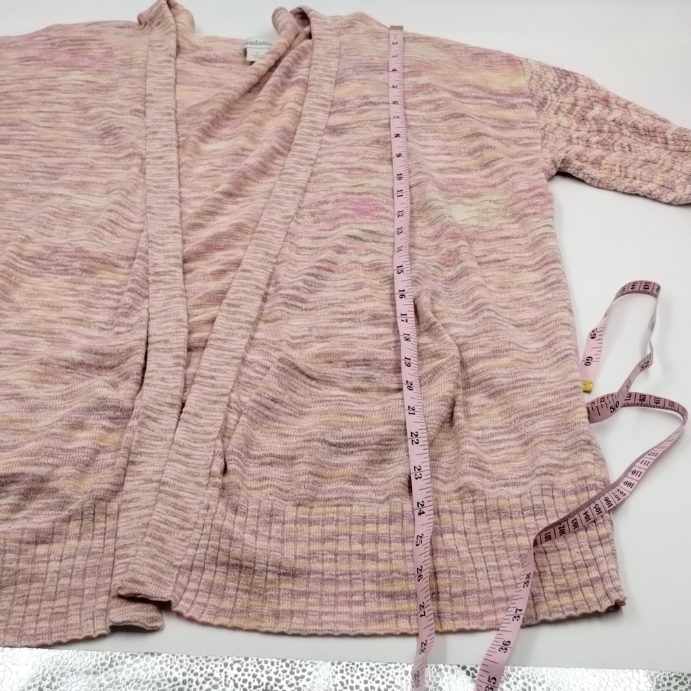Sundance multicolor pink slub open cardigan sweater w/tiny vented sleeves large - Picture 7 of 10